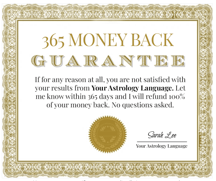 Your Astrology Language money back guarantee
